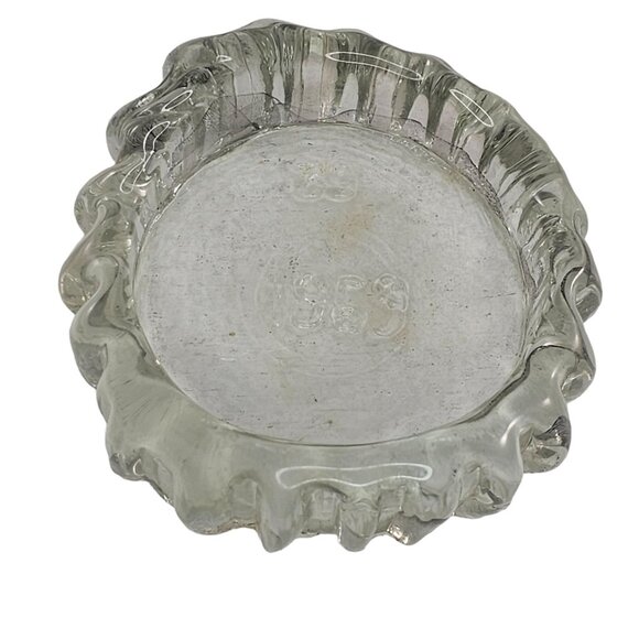 Vintage Clear Glass Ashtray Paperweight Brutalist 1969 Glacier Iceberg - Picture 1 of 8
